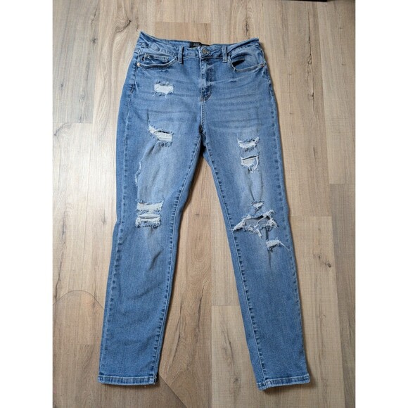 Judy Blue Denim - Judy Blue Size 11/30 Boyfriend Fit Jeans High Rise Ripped Distressed Stretch